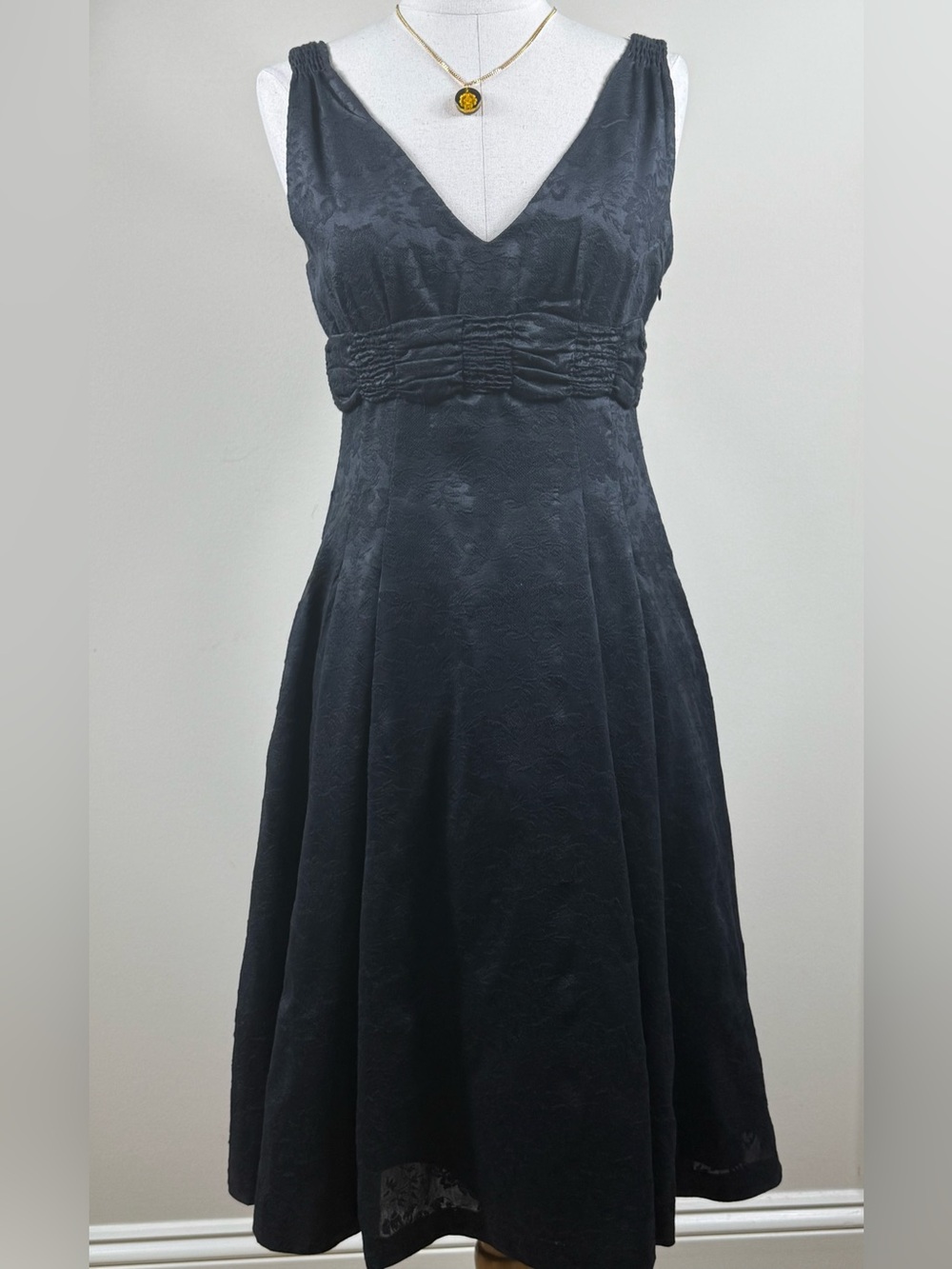 Vintage Moschino Black Jacquard Wool Fit & Flare Dress Sz 4